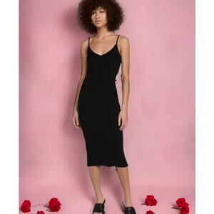 NWT - Good American Rib Midi Tank Dress in Black Size: 1 (Small)